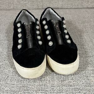 Steve Madden Lynn Black Pearl Zipper Sneakers Sz 7